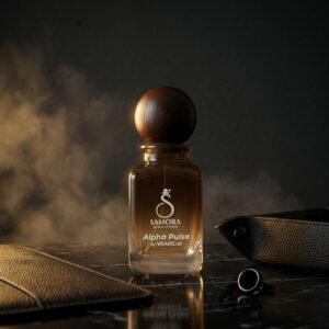 Alpha Pulse woody perfume bottle for men by Vearz.uk
